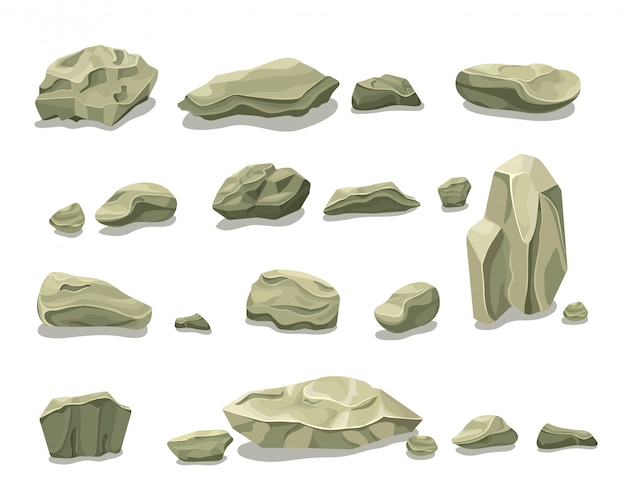 Gratis vector cartoon kleurrijke grijze stenen set