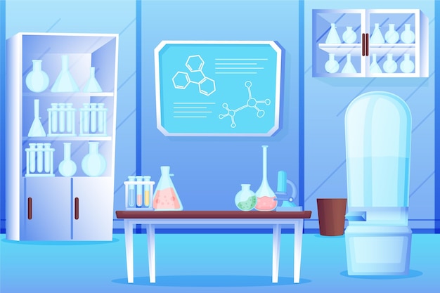 Gratis vector cartoon laboratorium kamer illustratie