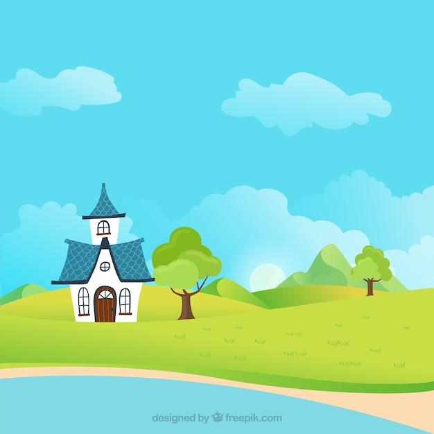 Gratis vector cartoon landcape