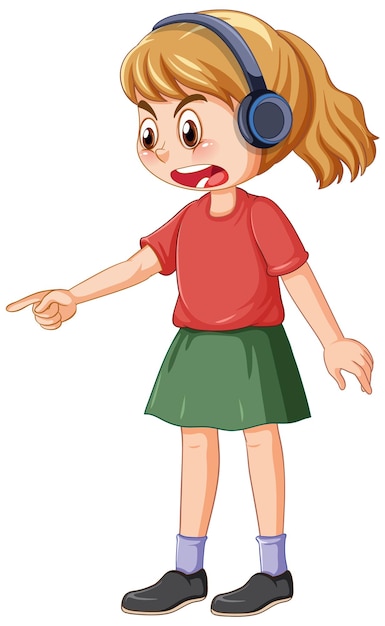 Gratis vector cartoon meisje met koptelefoon