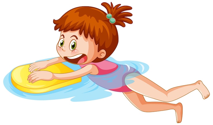 Gratis Vector cartoon meisje oefenen zwemmen