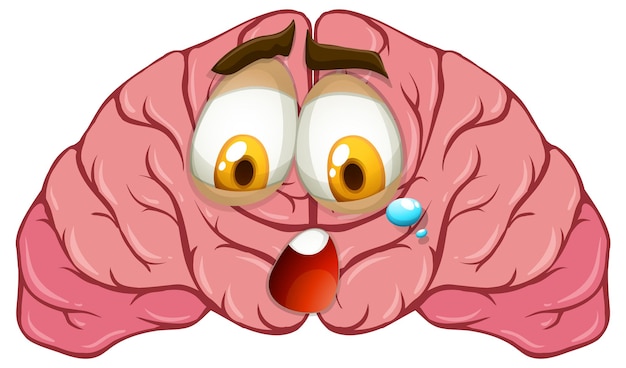 Gratis vector cartoon menselijk brein met gezichtsuitdrukking