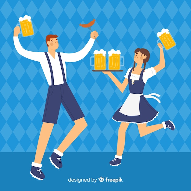 Gratis vector cartoon mensen vieren het meest oktoberfest