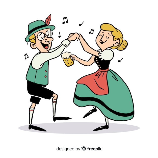 Cartoon mensen vieren het meest oktoberfest