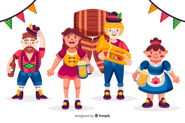 Cartoon mensen vieren het meest oktoberfest