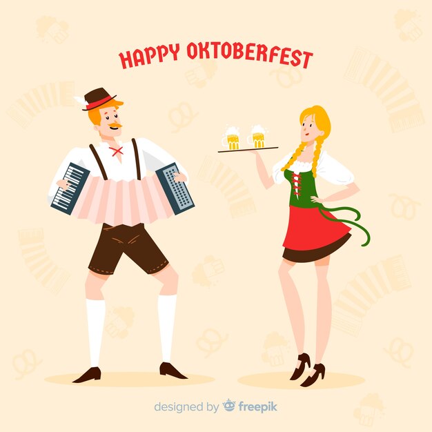 Cartoon mensen vieren meest oktoberfest evenement