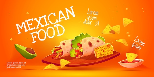 Cartoon Mexicaans eten achtergrond