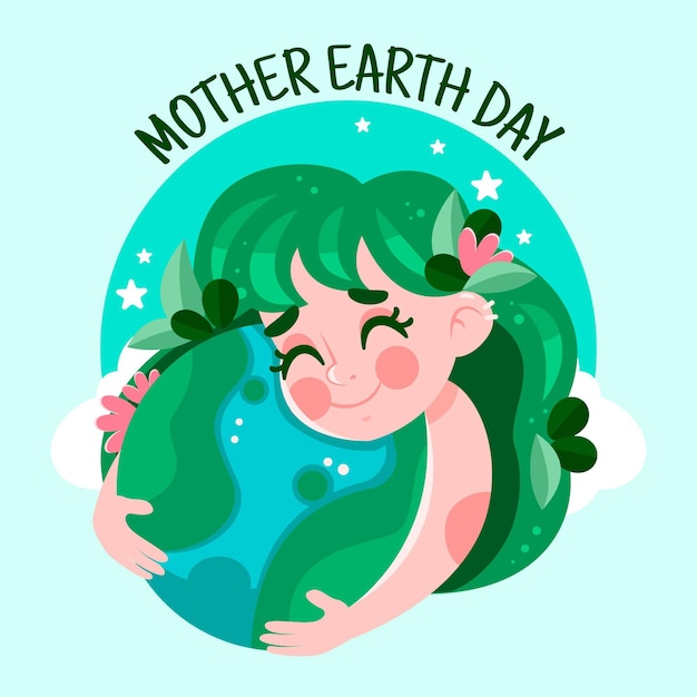 Cartoon moeder aarde dag illustratie