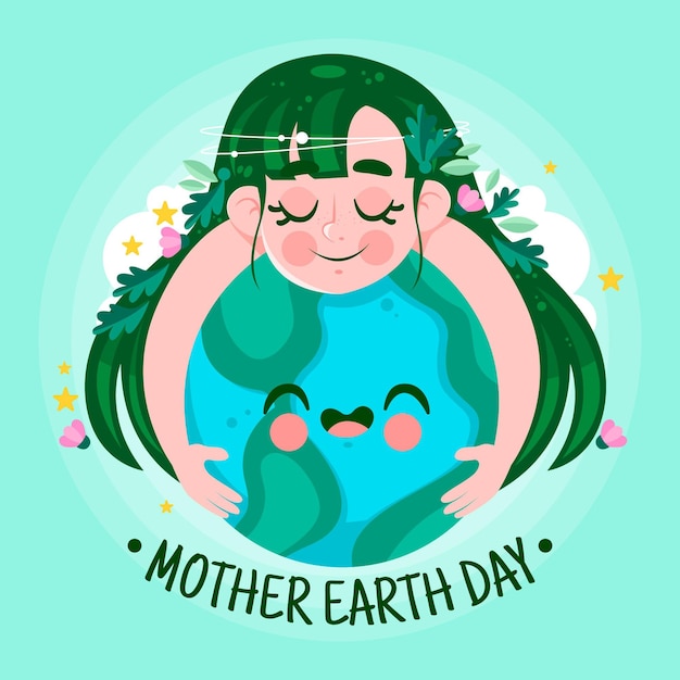Cartoon moeder aarde dag illustratie