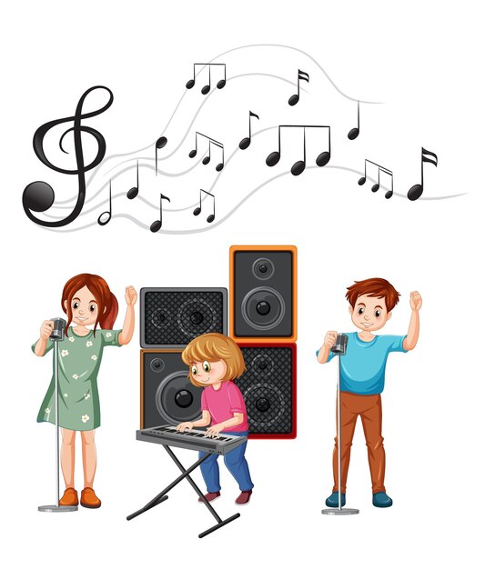 Gratis vector cartoon muziekband kinderen