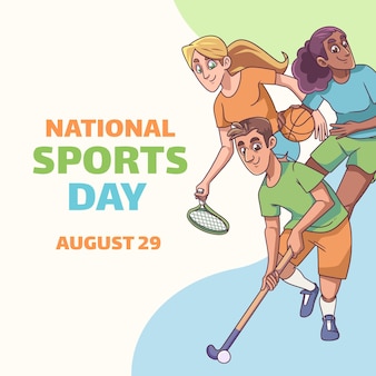 Cartoon nationale sportdag illustratie Gratis Vector