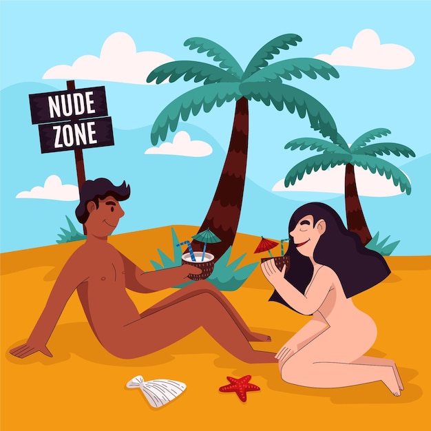 Gratis vector cartoon naturisme concept geïllustreerd