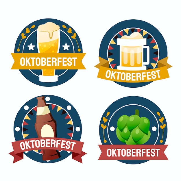 Gratis vector cartoon oktoberfest etiketten collectie