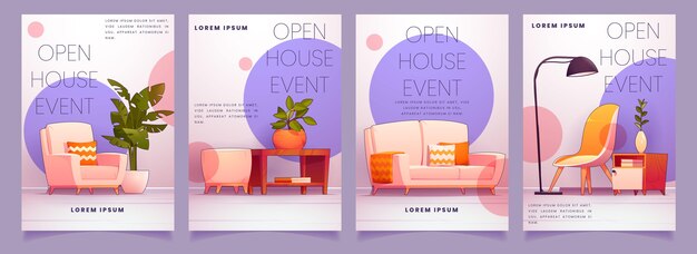 Cartoon open huis flyer ontwerpen