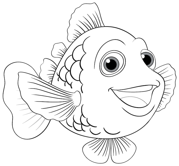Gratis Vector cartoon overzicht van een vis