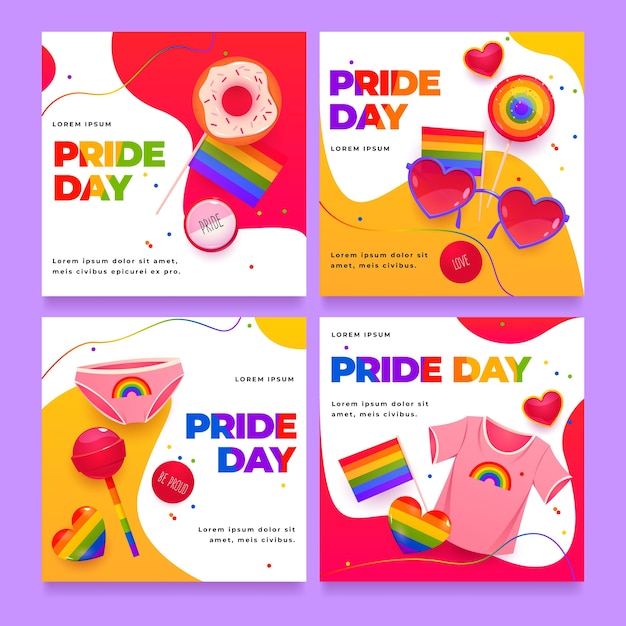 Cartoon pride day instagram posts-collectie