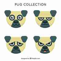 Gratis vector cartoon pug-collectie