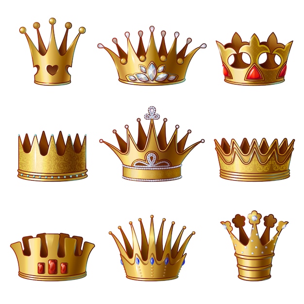 Cartoon royal gold crowns-collectie