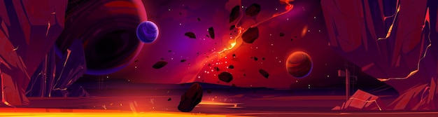 Cartoon ruimte achtergrond met gloed galaxy nevel