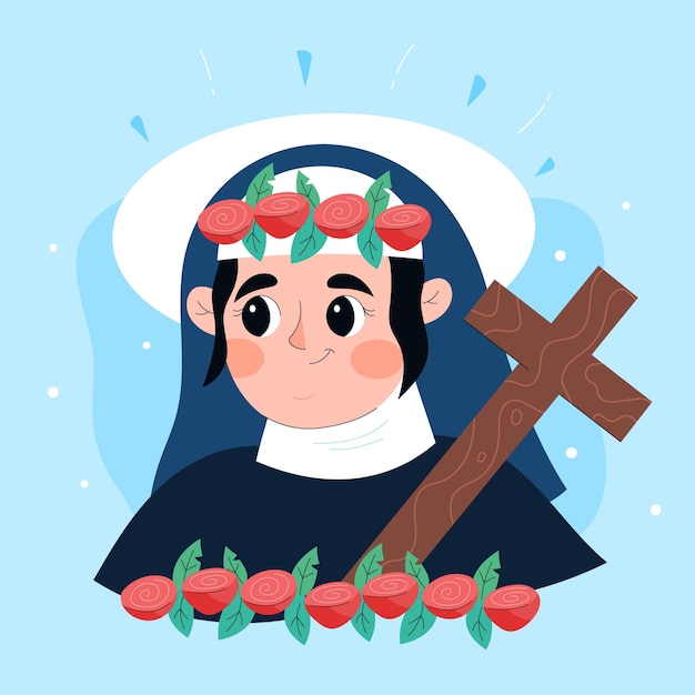 Gratis vector cartoon santa rosa de lima illustratie