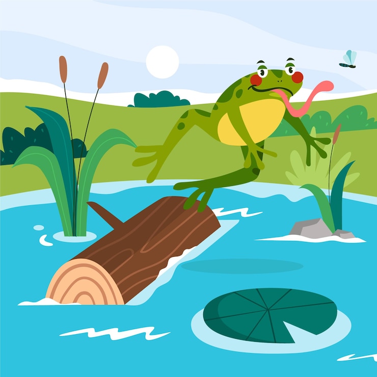 Gratis Vector cartoon schattige kikker illustratie
