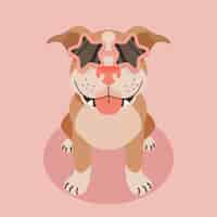 Gratis vector cartoon schattige pitbull illustratie