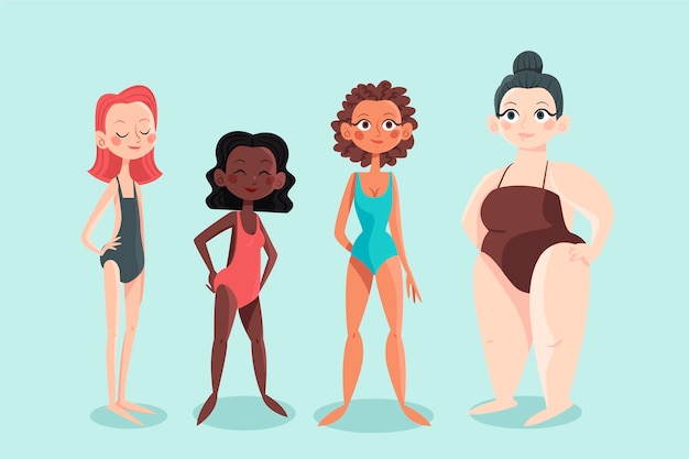Cartoon soorten vrouwelijke lichaamsvormen