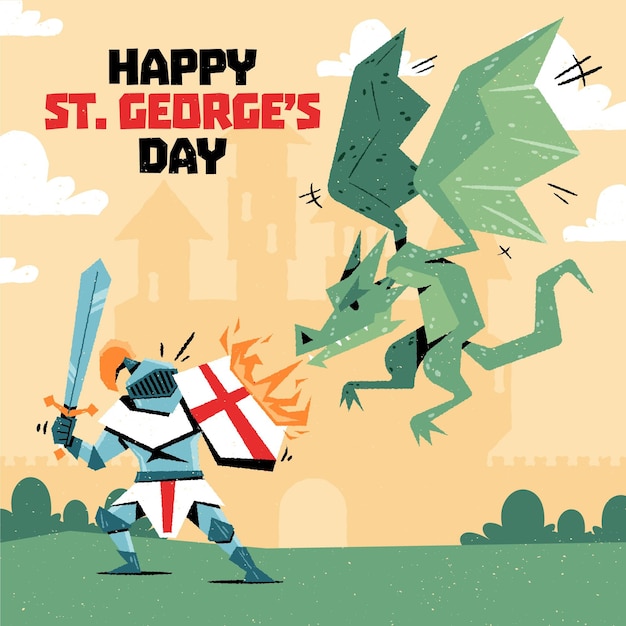 Cartoon st. george's day illustratie