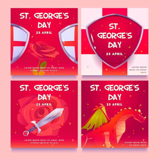 Cartoon st. george's day instagram posts-collectie