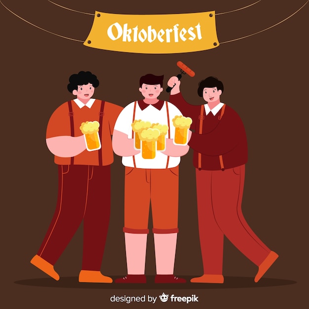 Gratis vector cartoon stijl mensen vieren het meest oktoberfest