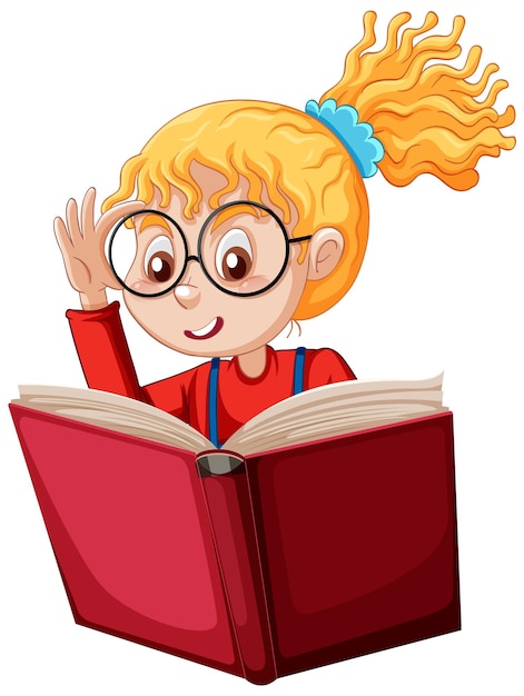 Gratis vector cartoon student meisje lezen van een boek