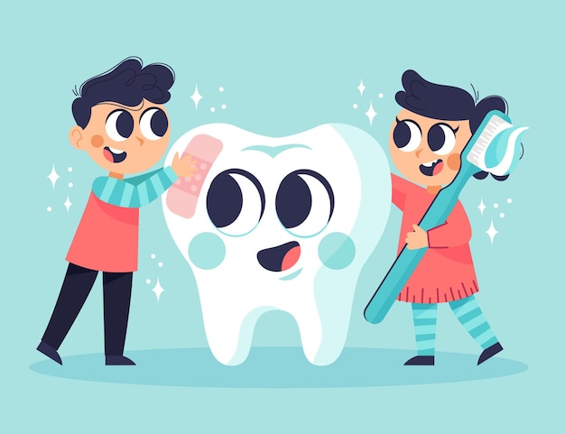 Cartoon tandheelkundige zorg concept illustratie