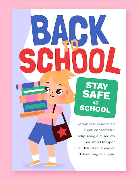 Gratis vector cartoon terug naar school verticale postersjabloon