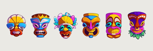 Gratis vector cartoon tiki masker collectie