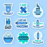 Gratis vector cartoon vaccinatie campagne badge-collectie