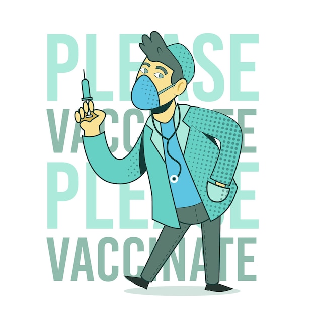Gratis vector cartoon vaccinatiecampagne