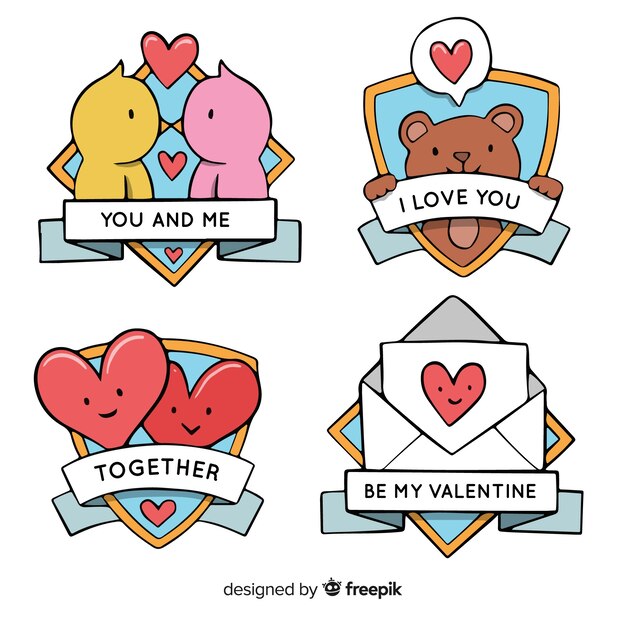 Cartoon valentine label collectie