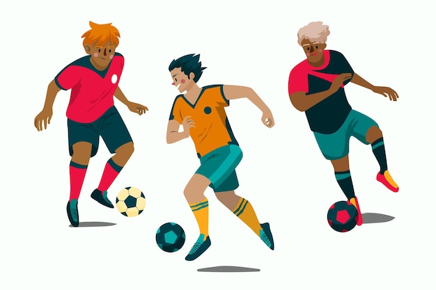 Gratis vector cartoon voetballers illustratie