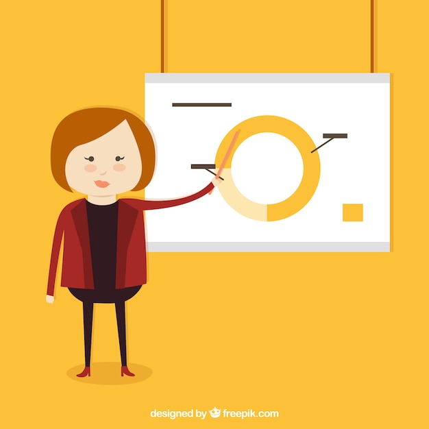 Gratis vector cartoon vrouw in een presentatie