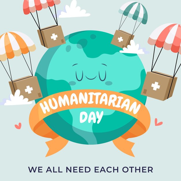 Cartoon wereld humanitaire dag illustratie