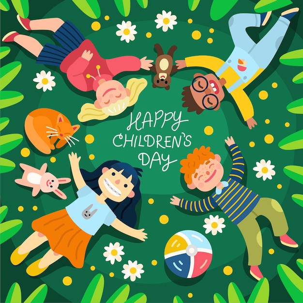 Gratis vector cartoon wereld kinderdag illustratie