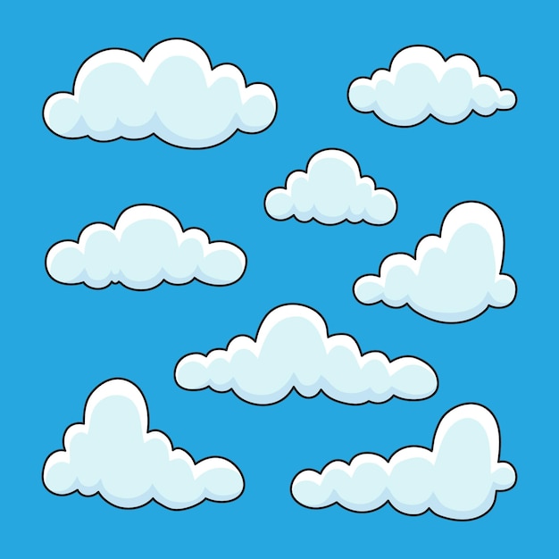 Gratis vector cartoon wolkencollectie