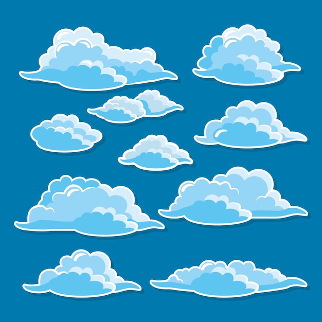 Gratis vector cartoon wolkencollectie