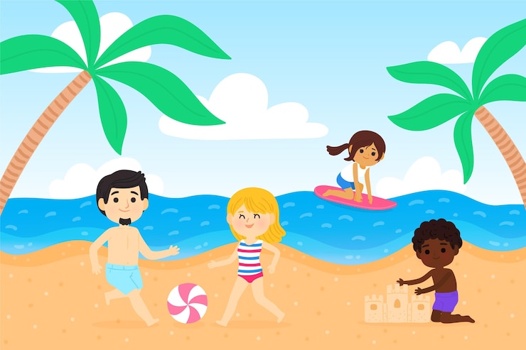 Gratis Vector cartoon zomer scènes illustratie