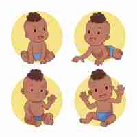 Gratis vector cartoon zwarte baby collectie