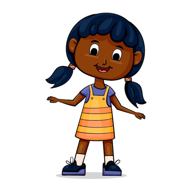Cartoon zwarte smiley meisje illustratie