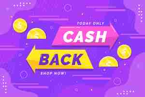 Gratis vector cashback banner met geïllustreerde munten