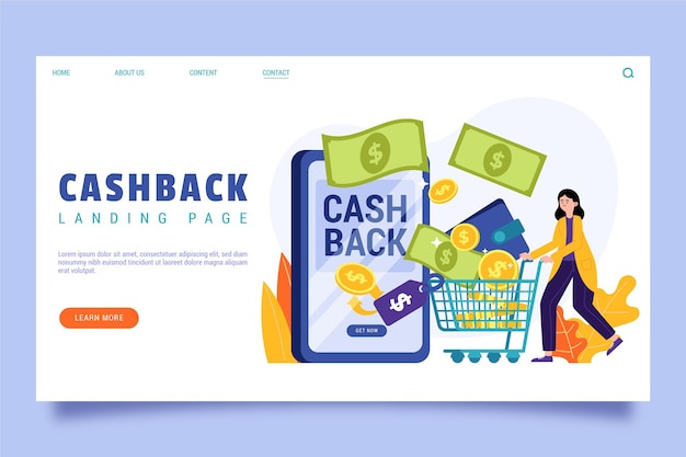 Cashback concept - bestemmingspagina