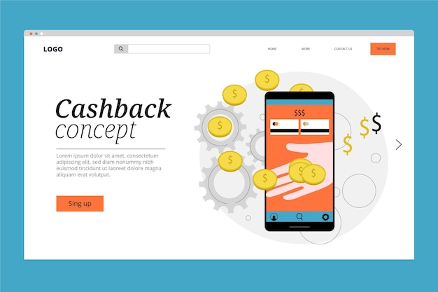 Cashback concept - bestemmingspagina