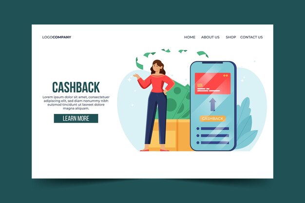 Cashback concept - bestemmingspagina